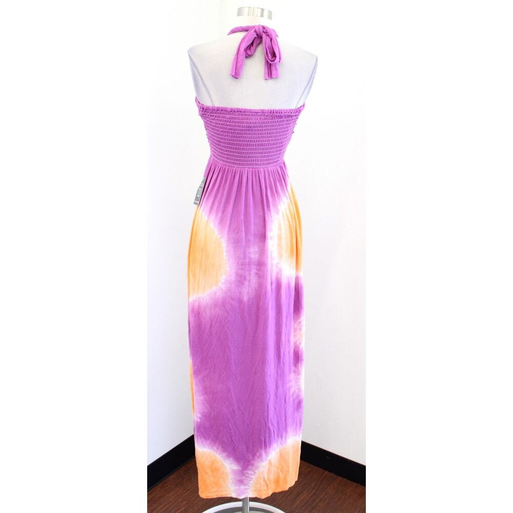 NWT Boston Proper Purple / Pink Tie Dye Printed Embellished Halter Maxi Dress XS - Picture 7 of 9